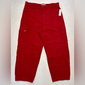 Anthropologie Cropped Cargo Pants Women Size 14 Red NWT